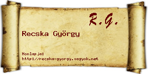 Recska György névjegykártya